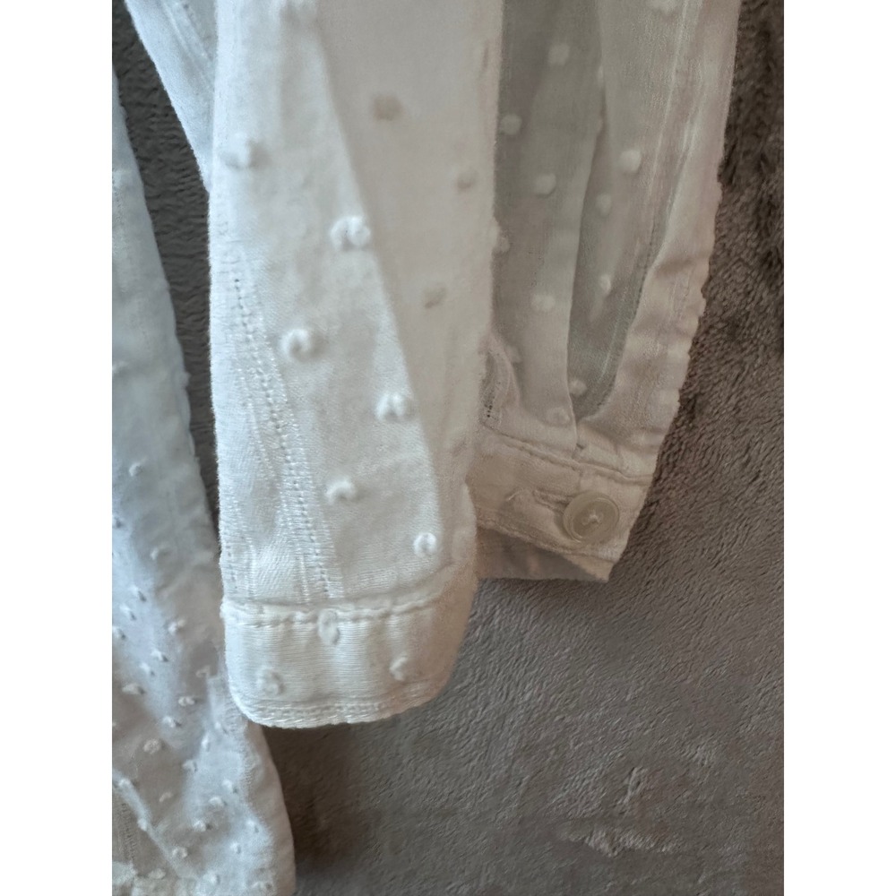 Talbots White Swiss Dot Pintuck Top Womens‎ Medium 3/4 Sleeve Cotton Blouse - Picture 4 of 10